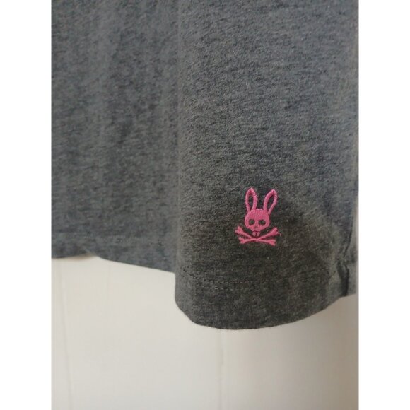 Psycho Bunny Short Sleeve Crewneck T Shirt Mens XL Gray Heather Cotton Pink Logo - Picture 8 of 11